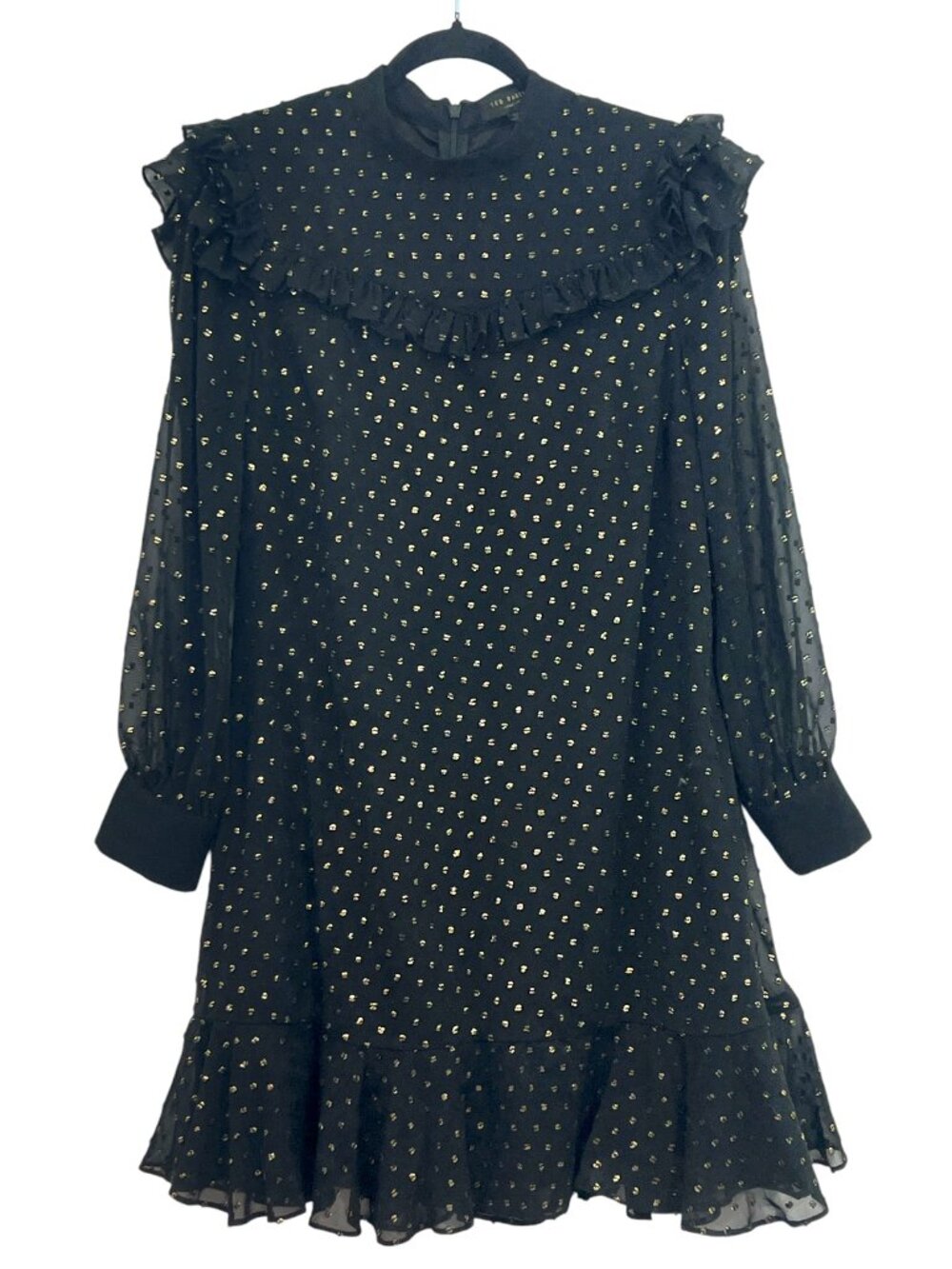 Ted Baker Rebekha Joyous Ruffle Dress Black Size 2 Pre-Loved